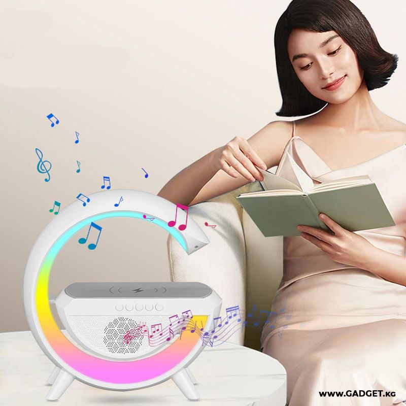 Bluetooth reproduktor s LED lampou a bezdrátovou nabíječkou