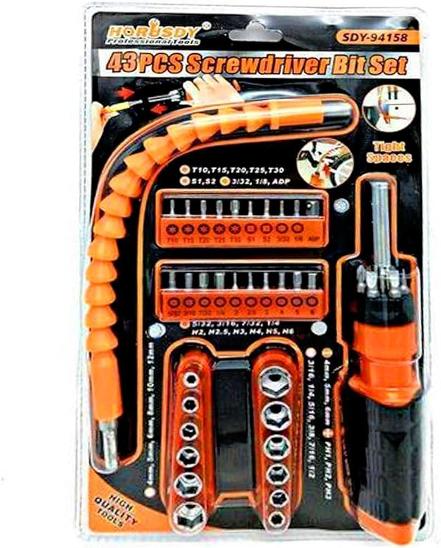 43dílná sada flexibilních šroubovacích bitů oranžová barva Sdy-94158