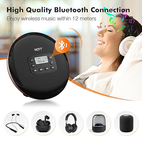 HOTT CD přehrávač přenosný s Bluetooth