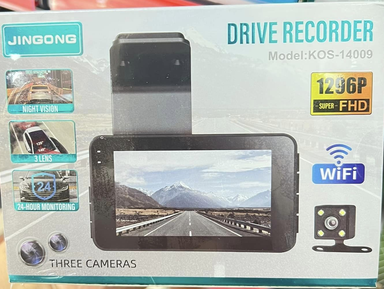 Kamera do auta s 3" IPS displejem, WIFi, Full HD 1296P, KOS-14009