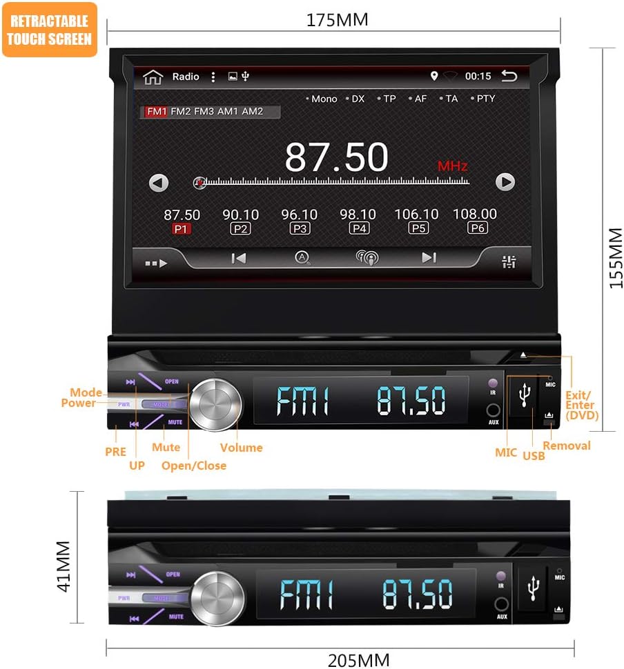 Autorádioandroid 10 Single Din autorádio s Bluetooth, satelitní navigace