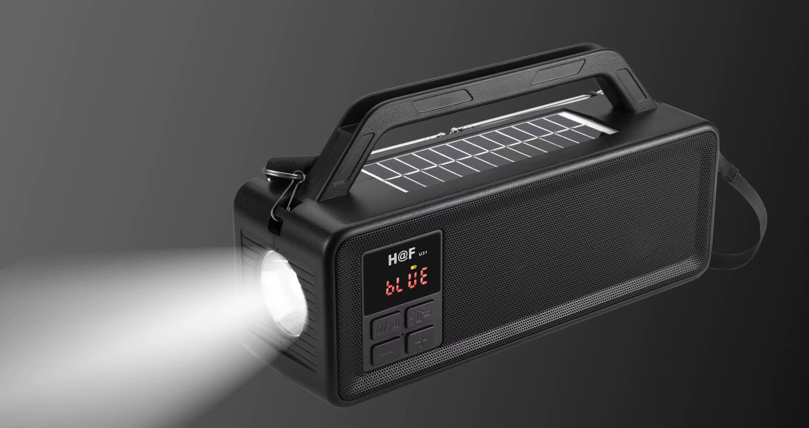 Solární bluetooth reproduktor se světlem