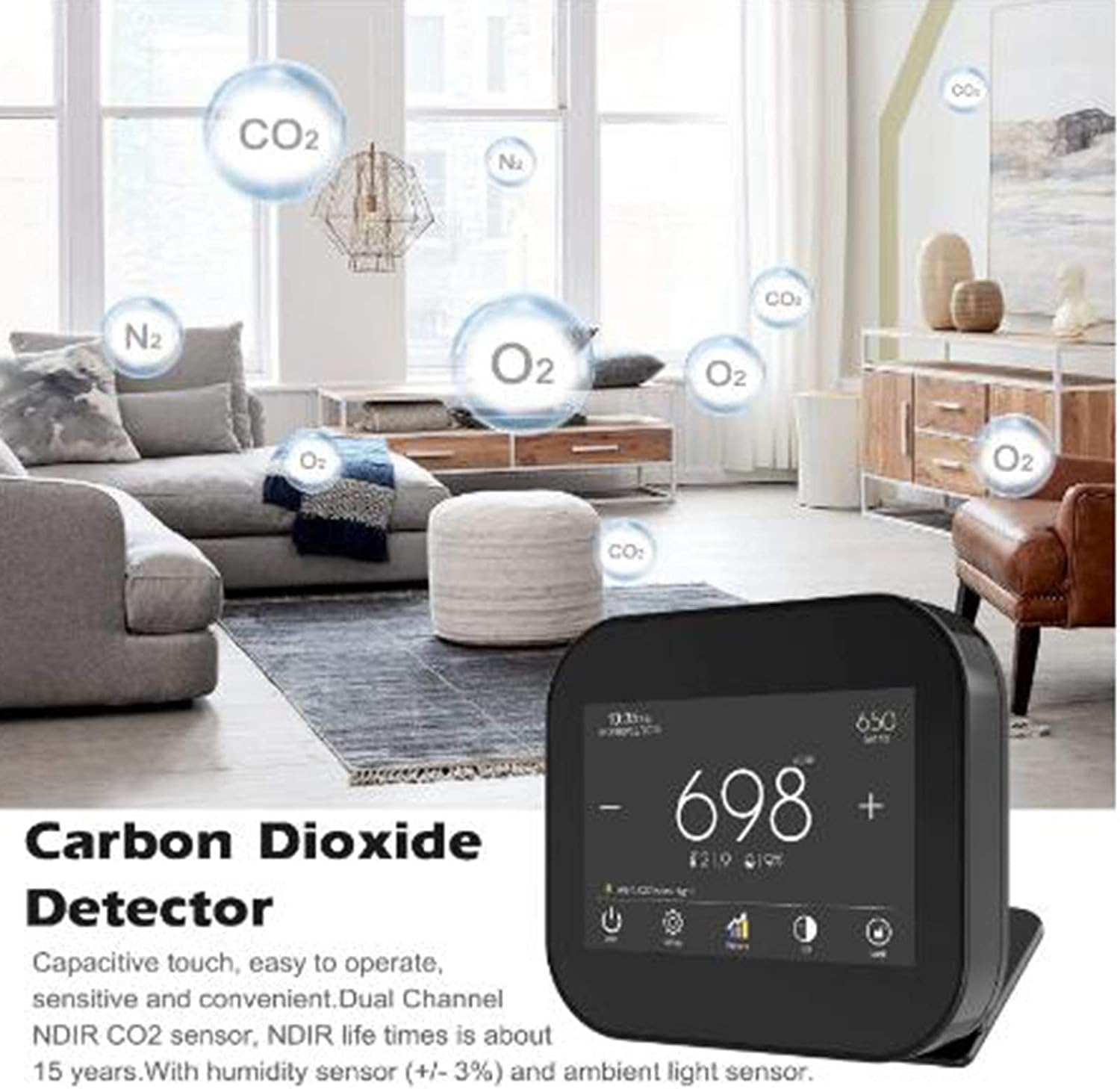 Smart detektor oxidu uhličitého CO2+MCH3