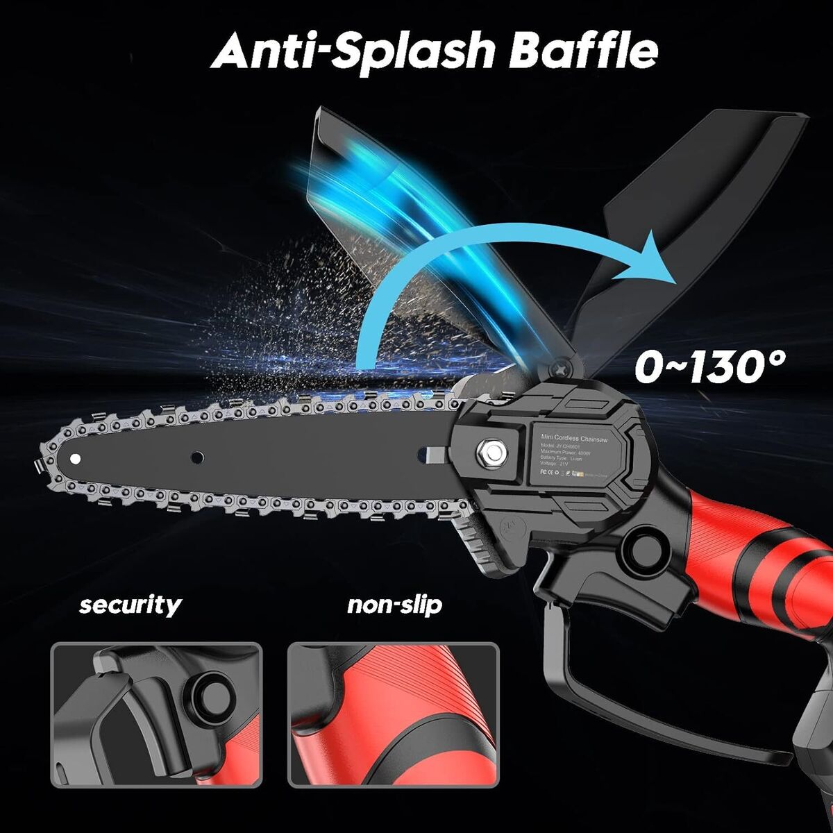 Mini řetězová pila Akumulátorová, 6palcová elektricka s 2bateriemi