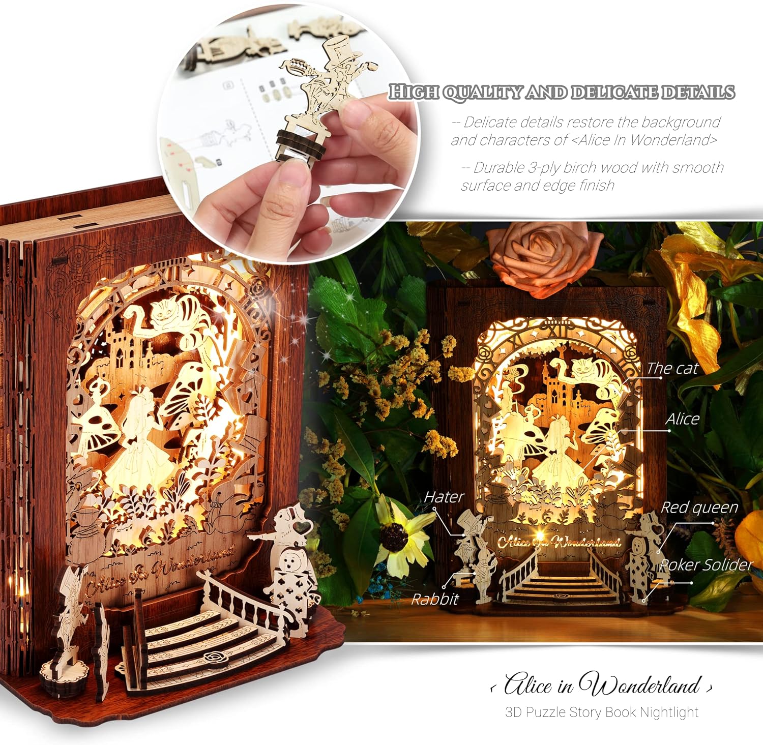 Alenka v říši divů 3D puzzle Noční světlo