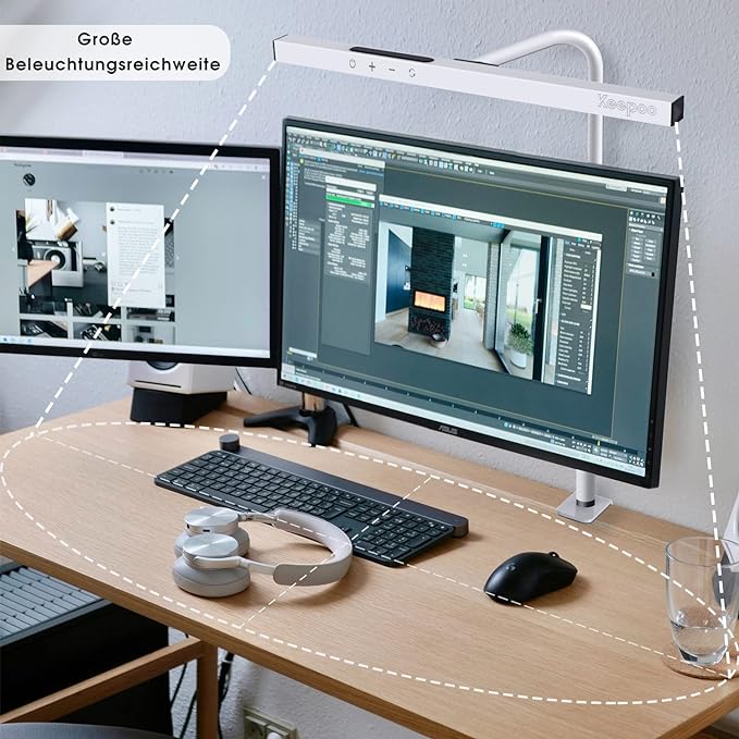 LED stolní lampa, stmívatelná upínací lampa pro architekty, 360°