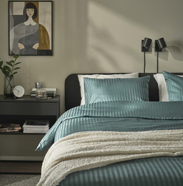 NATTJASMIN Povlečení na jednolůžko, modro-zelená, 140x200/80x80 cm