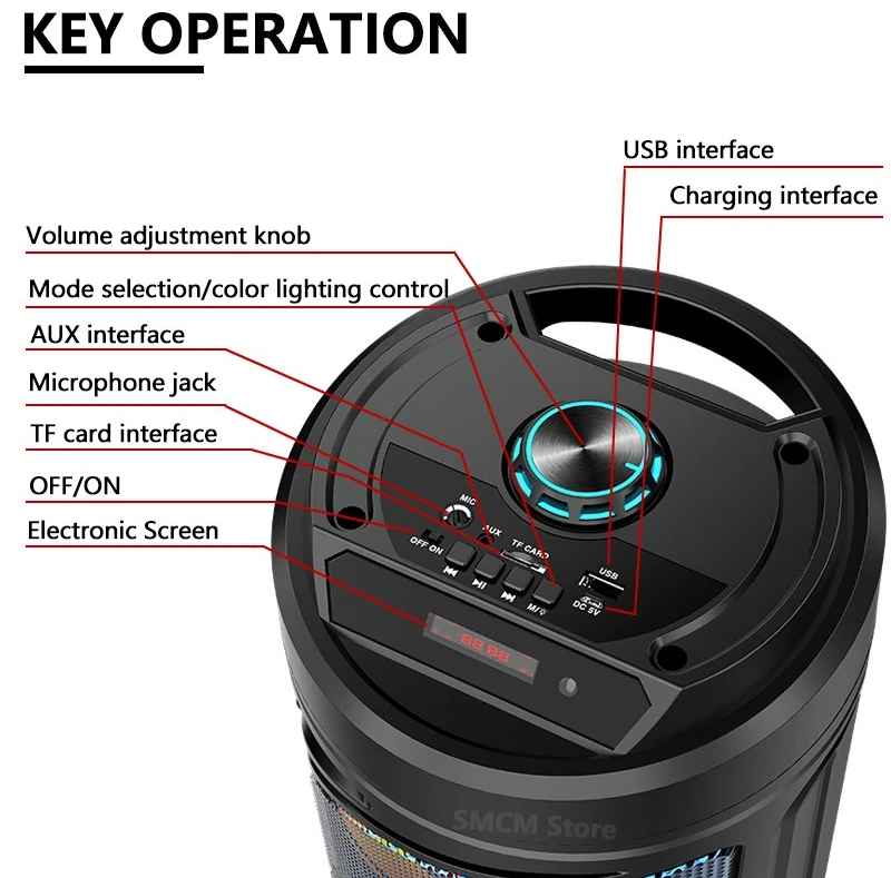 přenosný karaoke Bluetooth reproduktor s kabelovým mikrofonem 6223