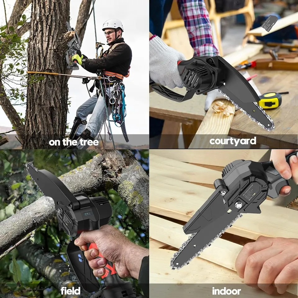 Mini řetězová pila Akumulátorová, 6palcová elektricka s 2bateriemi