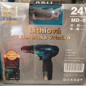 TIGO+ Lithiová elektrická vrtačka 24 V+MD 0 1+ 2 baterie.